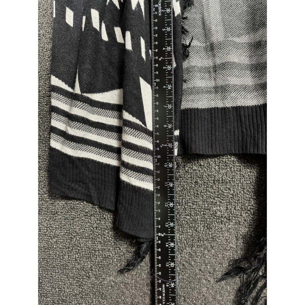 Umgee Open Front Cardigan Sweater Womens S/M Black White Fringe Aztec Western - Picture 4 of 5